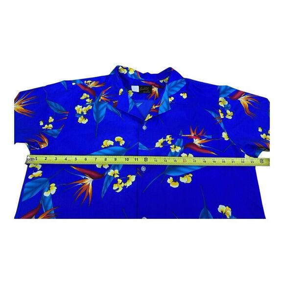VINTAGE SAHIB OF HAWAII MENS SHORT SLEEVE BUTTON DOWN SHIRT XL Blue Floral - Picture 13 of 15